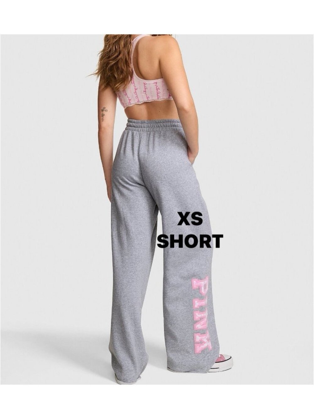 PINK x LoveShackFancy Wide Leg Sweatpants IN HEATHER GREY IN XS SHORT LENGTH